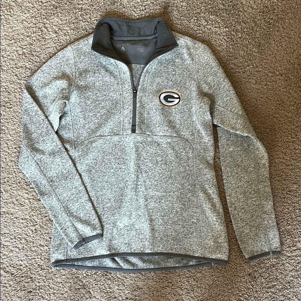 Antigua Womens Green Bay Packers Quarter-Zip Pullover Size S